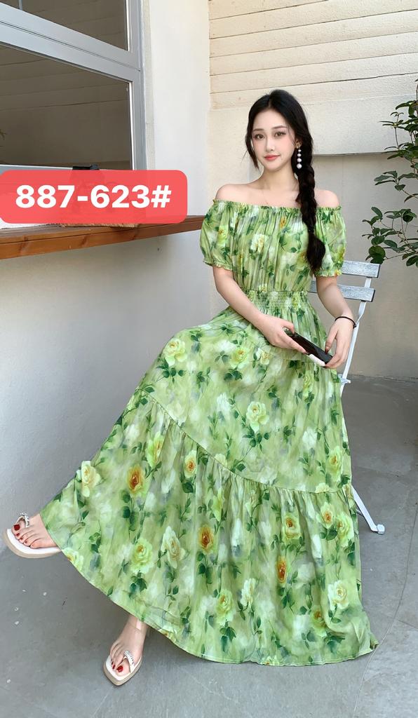 Seaside vacation beach dress cotton floral dress female shabahemi muslim