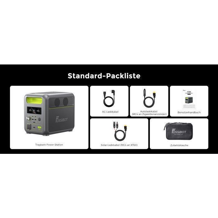 Tragbares Kraftwerk - FOSSIBOT - F1200 - 1200W - 1024Wh - 110W Solarpanel