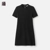 Women's Black Round Neck Short Sleeve A-Line Midi Dress