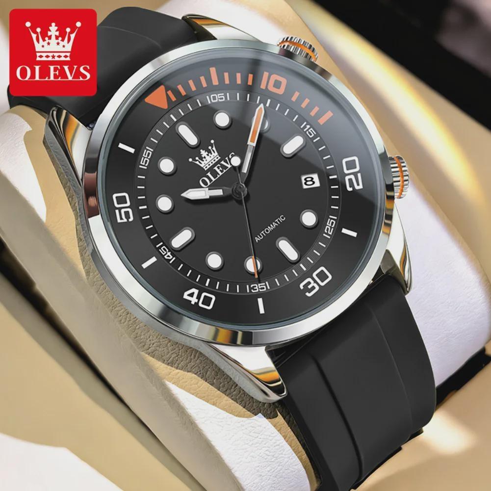 OLEVS Orologi Automatici da Uomo Lusso Top Brand Serie Subacquea Ghost Verde Cinturino in Silicone Orologio Meccanico Originale
