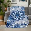 Blue and White Floral Mandala Phone WallpaperBlanket Flannel Throw Blanket for Sofa, Bed, Travel, Camping, Office, Couch, Chair, And Bed Gif