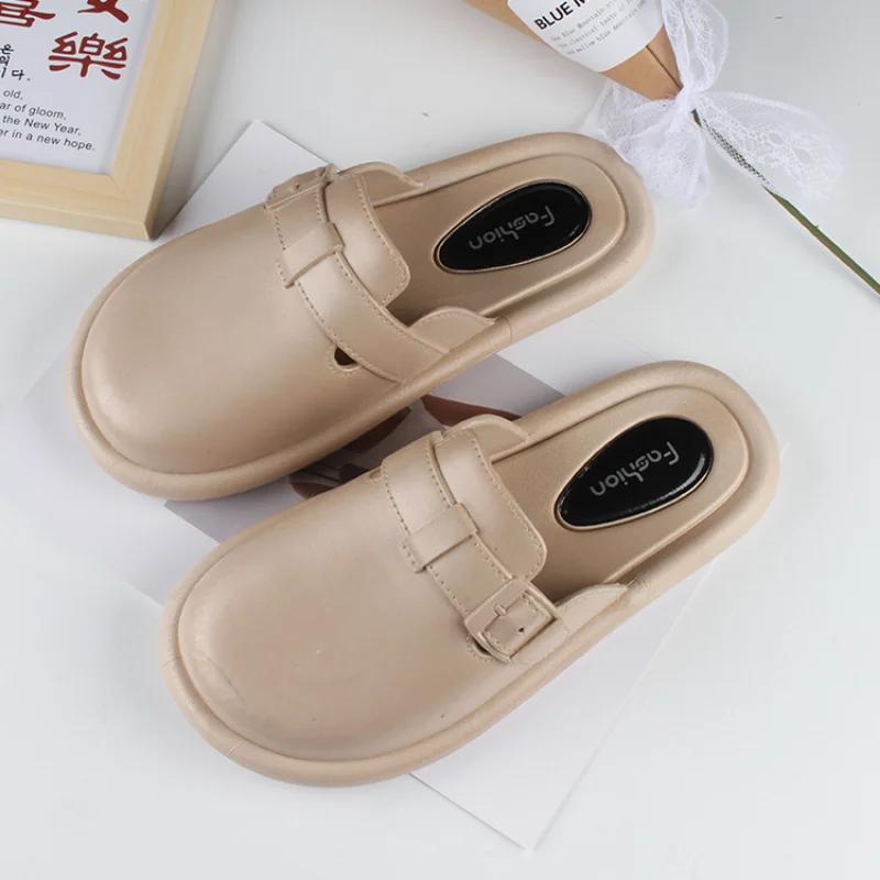 Mules Women's Slippers 2024 New Fashion Daily Casual Comfort Soft Flat Bottom Shoes for Women Waterproof Outdoor Summer Flats