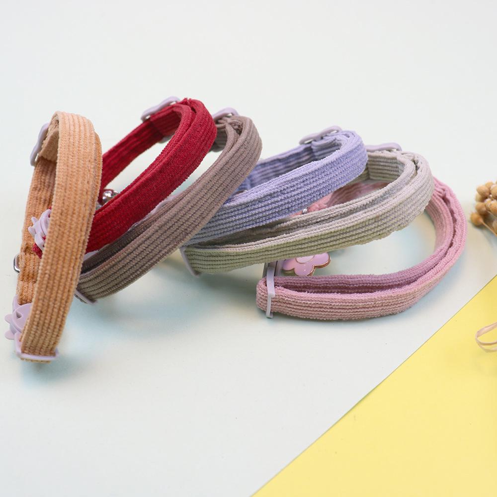 Adjustable Safety Corduroy Choker: Cute Bell Flower Collar for Dogs & Cats