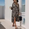Neues Herbst-Damen-Strickjacken-Kleid mit Langarm und Aufdruck