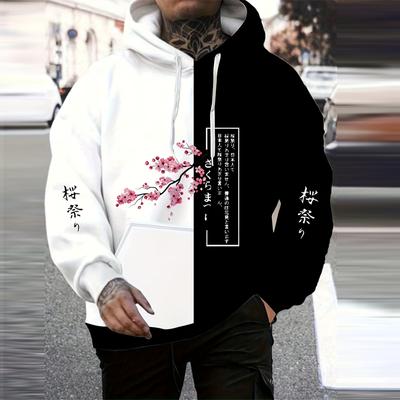 Y2K Men Casual Streetwear Sakura 3D Print Mens Clothe Spring Autumn In Hoodies & Sweatshirts For Men Tracksuit