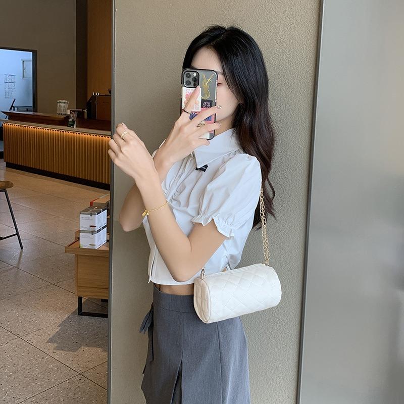 Bag women's new rhombus embroidery chain small cylinder bag casual mobile phone, bag small bag