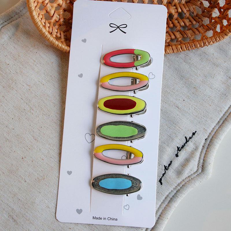Multicolor Polka Dot Geometric Enamel Hair Clip Set