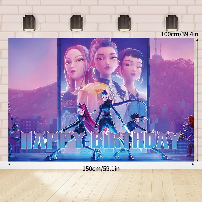 Kpop Hunter Tematická Párty Pozadie Potreby Démon Párty Saja Pozadie Huntrix Pozadie Dekorácia Narodeninová Párty Príslušenstvo