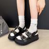 Black One-word with Sports Platform Sandals Women's 2025 New Summer Wear Light Soft Sole Heightening Roman Shoes