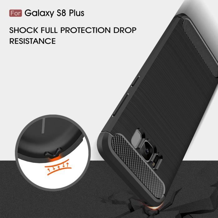 Coque - Samsung - Galaxy S8+ Plus - Fibre carbone - Souple - Protection antichoc