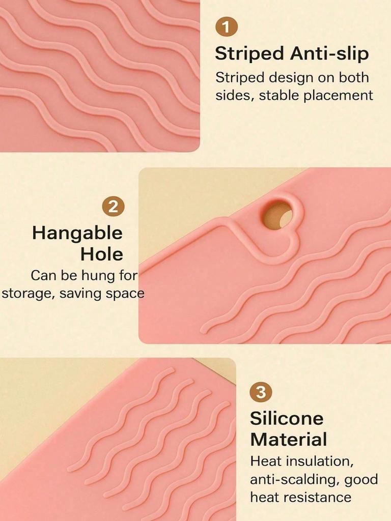 1Pc Portable Silicone Heat-Resistant Pad, Straightener, Curling Iron Insulation Pad, Anti Slip And Heat-Resistant Pad, Travel Styling Tool