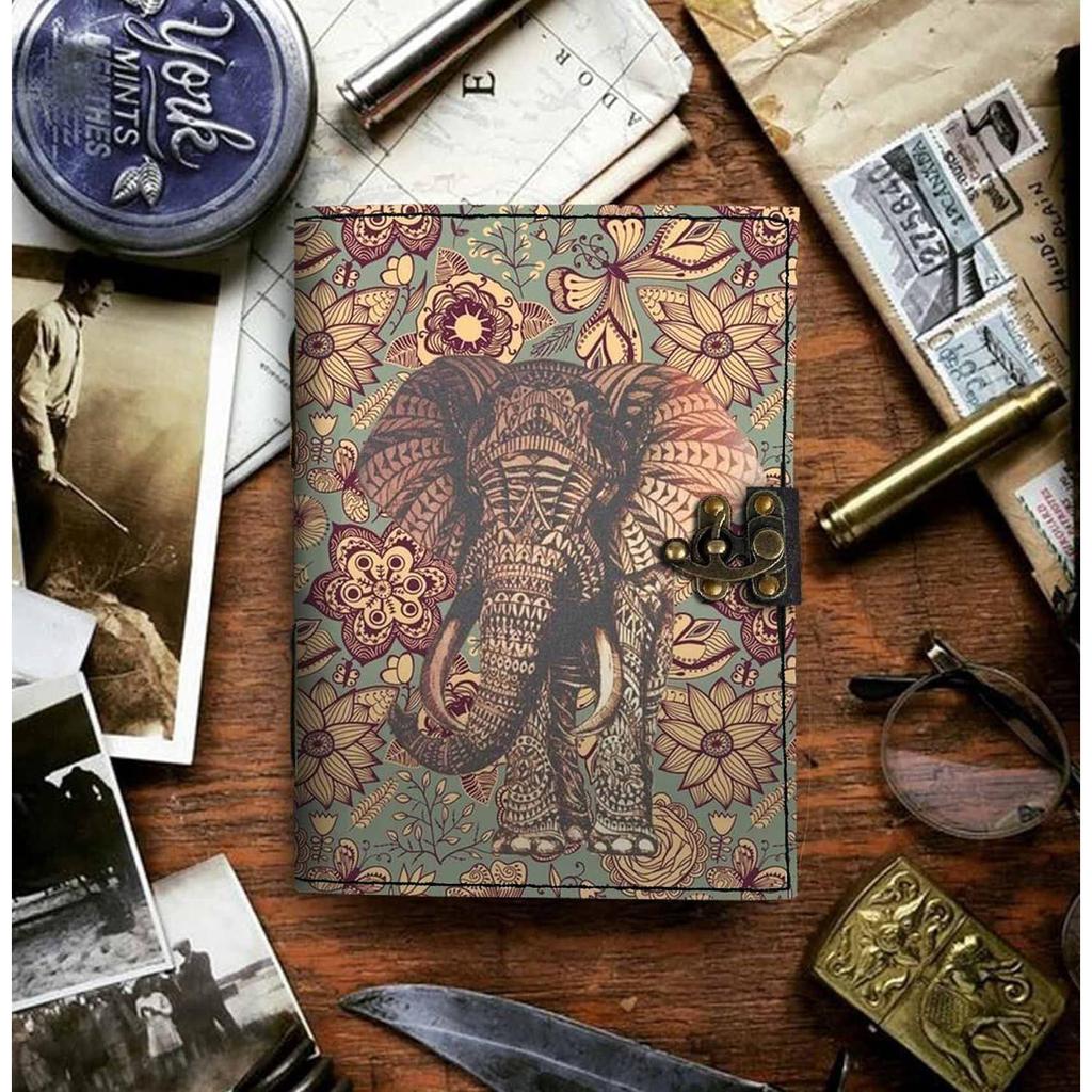 Leather Elephant Portrait Diary Blank Pages Journal Diary for Personal Use & Office Use (7 X 5 Inch)