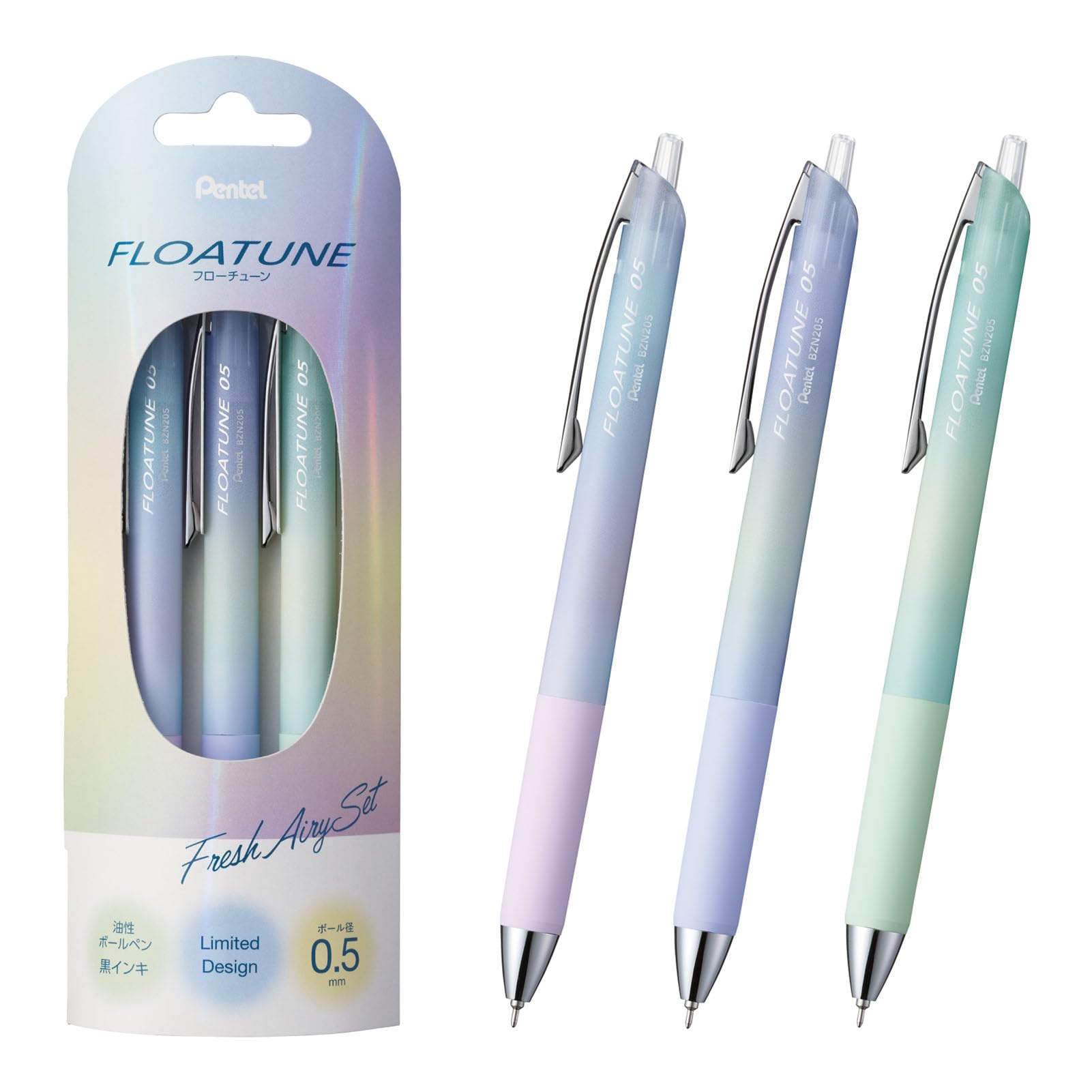 

Шариковая ручка Pentel Flow Tune Limited Edition на масляной основе, 0,5 мм, черная, набор из 3 штук, BZN205AD1-3A