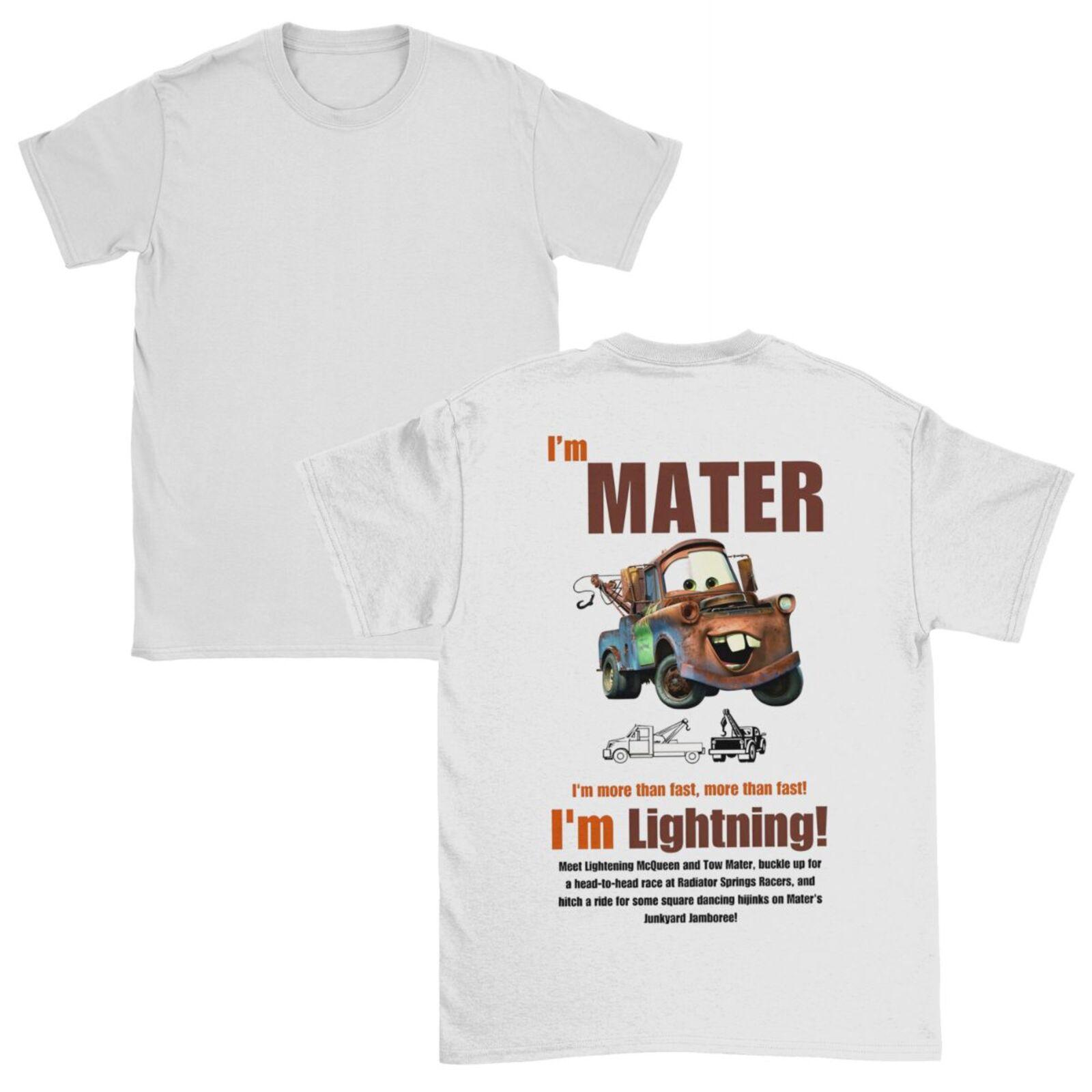 

Men s T-Shirts Lightning Mcqueen Cars Mater Funny 100% Cotton Tees Short Sleeve T Shirts Round Collar Tops Summer M