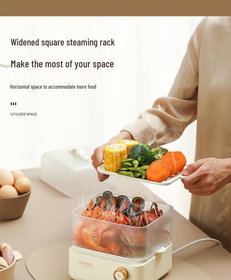 Multifunctional Double-Layer Steamer for Eggs & Custards - Anti-Dry Burning Electric Cooker for Dormitory & Home Use