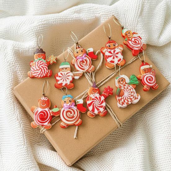 Traditional Xmas Candy Decorations 20/30/40Pcs Wooden Christmas Ornaments, Cane Lollipop Rustic Winter Holiday Interior Decor Hanging for Party Wreath