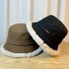 Woolen Thickened Warm Fisherman Hat Women's Winter Cold Proof Plush Ear Protection Hat Fashionable and Versatile Small Bucket Hat Showing Face