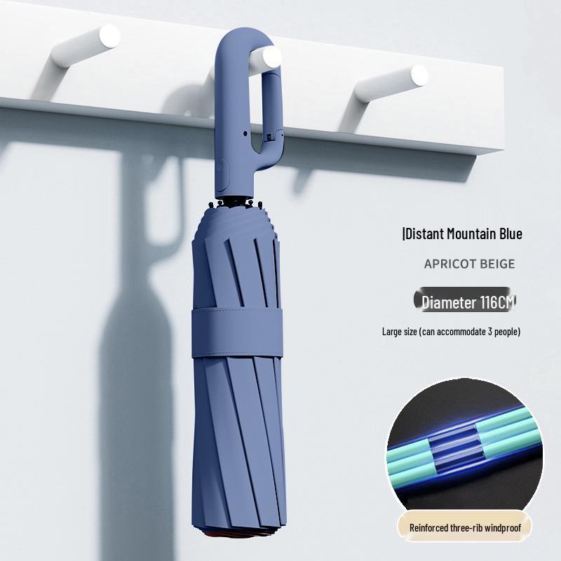 Automatic Buckle Women’s Umbrella: Windproof, Reinforced, Sun & Rain UV Protection