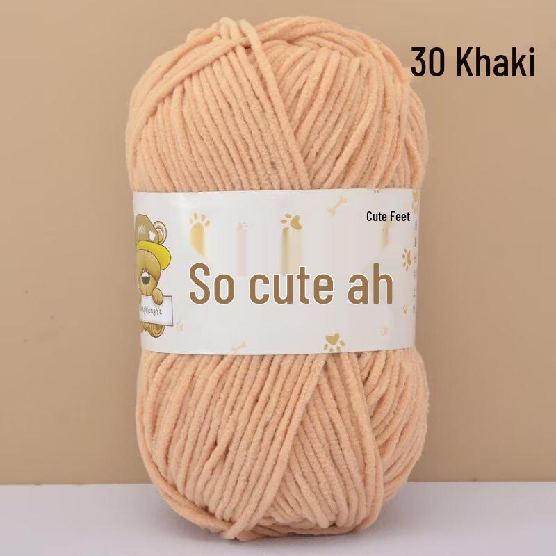 Chenille Crochet Yarn - Medium Thick Hand-Knitted for DIY Crafts & Dolls