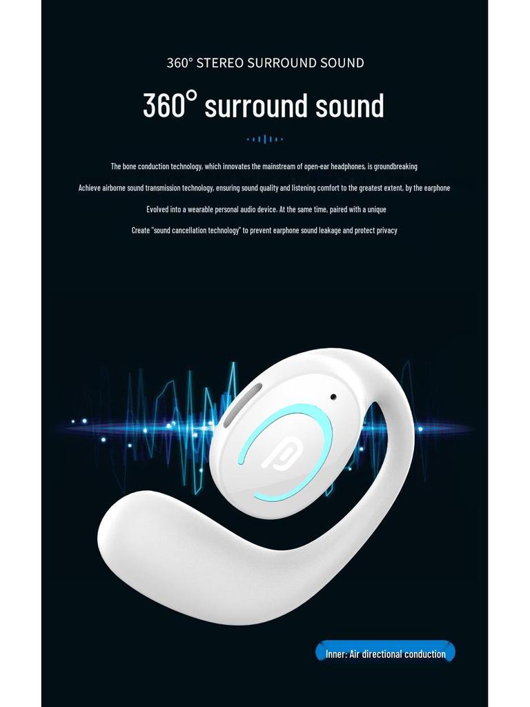 Mini Clip-On Bluetooth 5.3 Sport Earbuds - Single Ear, Noise Cancelling, In-Ear Design