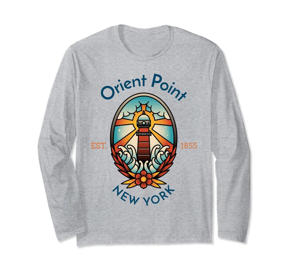 Orient Point Lighthouse New York Long Sleeve T-Shirt
