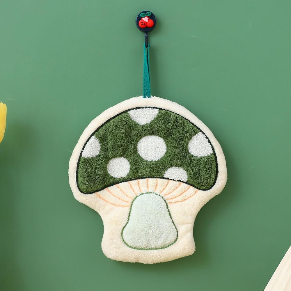 Soft Mushroom Theme Hand Towel Coral Fleece Bathroom Kerchief Toilet Handkerchief Kitchen Home