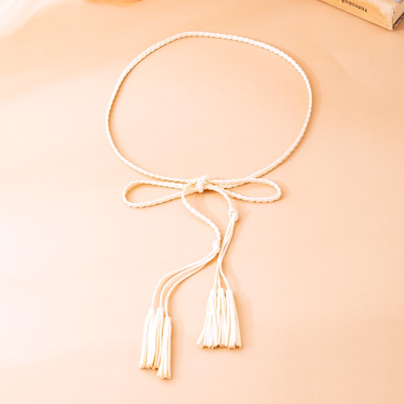 Cinto de Cintura Feminino Tecido com Borlas - Couro Nó Corda Fina Acessório Corset