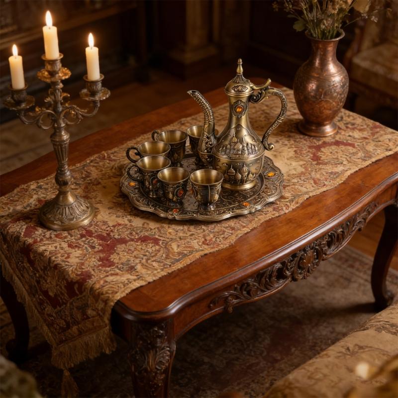 Zinc Alloy Barwares Set For Cocktail Parties And Home Decoration Bronze Finish And Simple Cleaning Coffee Pot and Cups