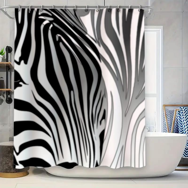 

Modern Black White Zebra Shower Curtain For Bathroom Decor – Polyester Fabric Waterproof Shower Panel – 72X84 Inches W60H190(CM)-1 Pcs