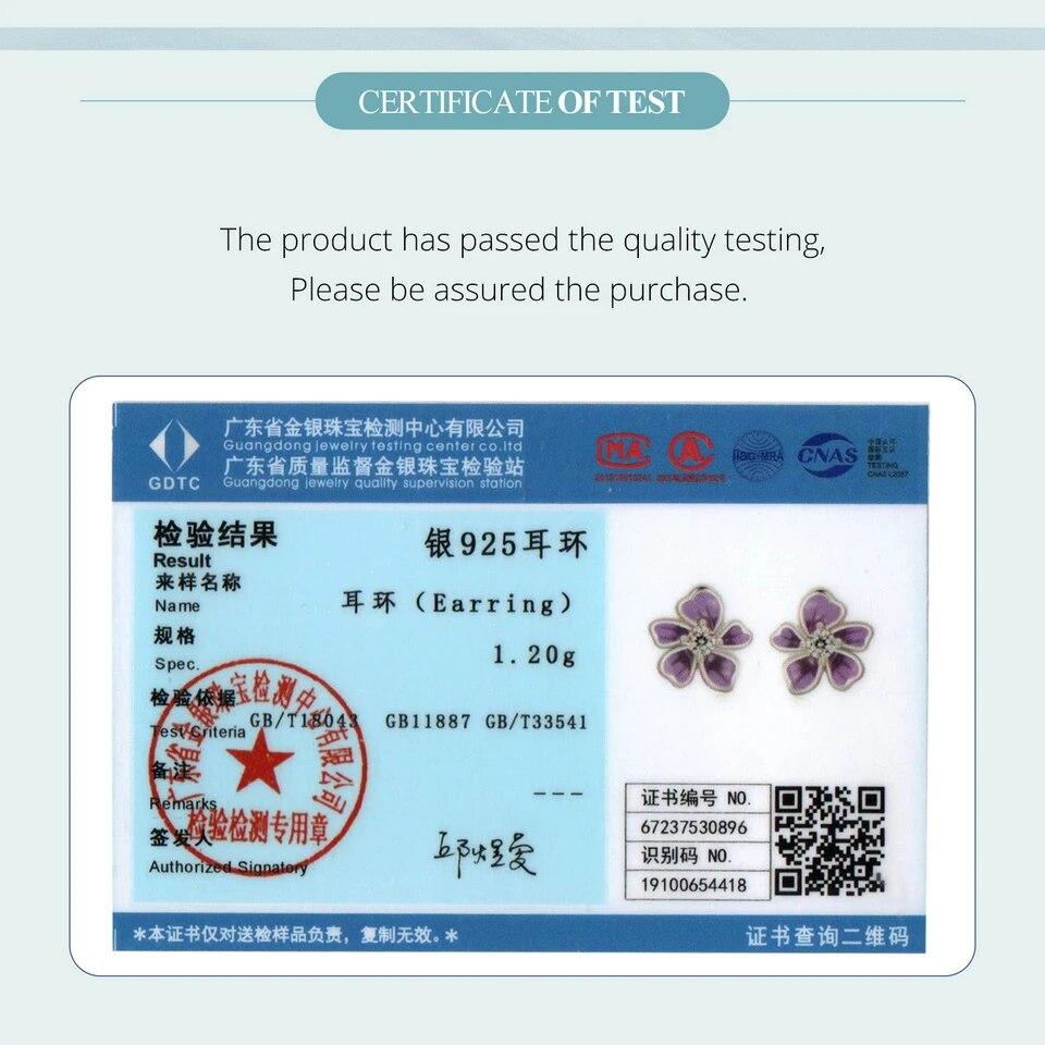 BAMOER Purple Flower Earrings for Women, 925 Sterling Silver Cute Plumeria Cherry Blossom Hypoallergenic Stud Earrings For Girl