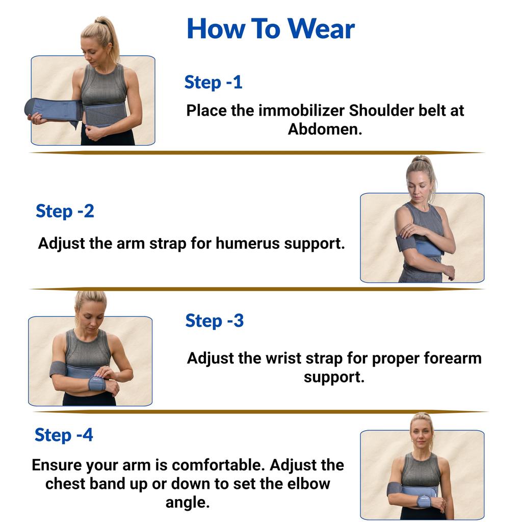 Wonder Care Shoulder Immobilizer Brace Shoulder Arm Support Belt for Men & Women Shoulder Pain Relief, Right Left Hand, Grey (Size 3)