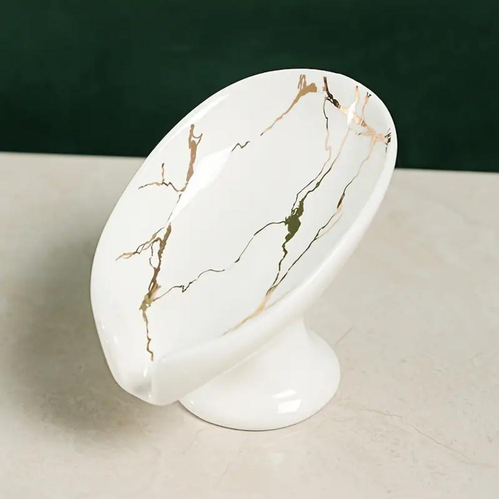1PC Ceramic Leay Shower Soap Holder Bathroom and kitchen Supplies Leaf Shape Box Water Guide Hole Dish Storage Plate