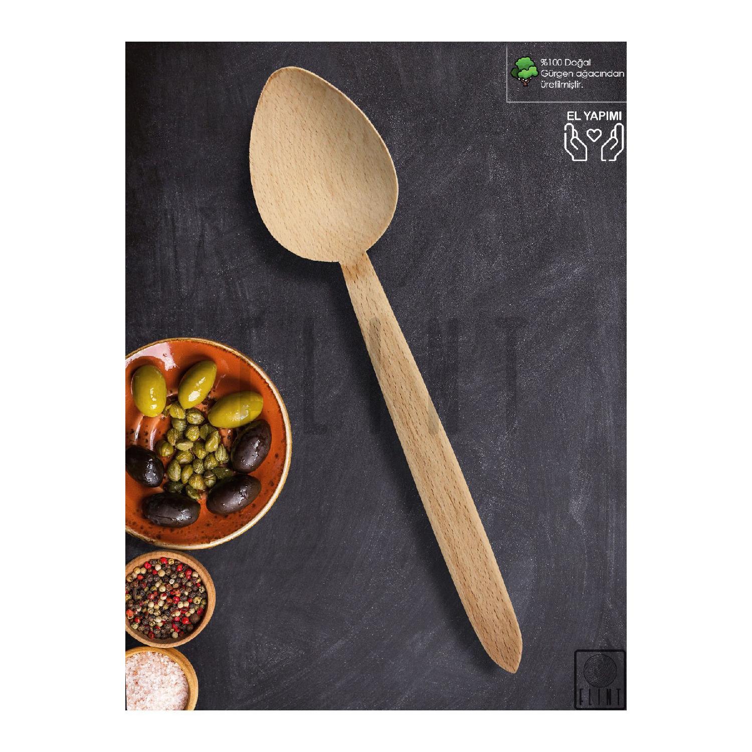 

Hornbeam Handmade Wooden Wooden Spoon Large Kitchen Tablespoon 30cm коричневый