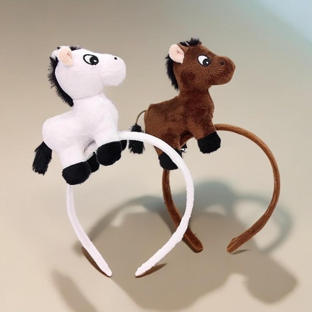 Cartoon Horse Headband Mascot New Year Headpiece Cute Plush Hair Hoop  Photo Prop