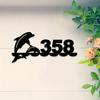 Metal Wall Art Dolphin Shark Silhouette Custom House Number Sign Durable Indoor Decor Gift