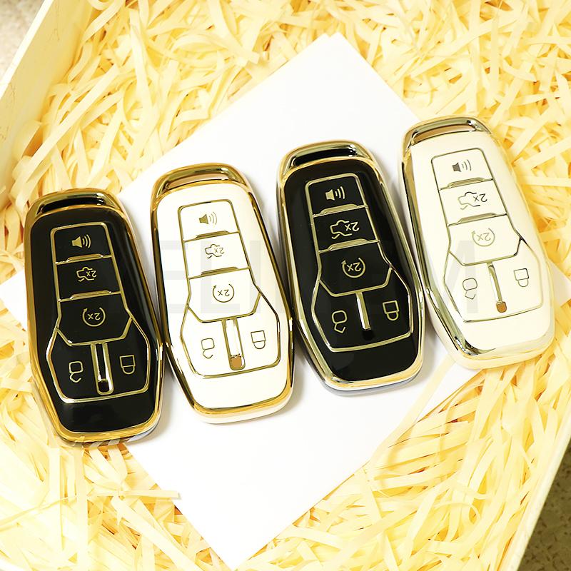 Car Remote Key Case TPU Cover Shell Fob For Ford Fusion Mondeo Mustang F-150 Explorer Edge 5 Buttons Protector Bag Accessories