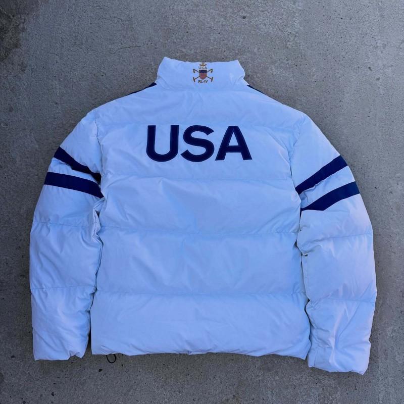 Heavyweight Minimalist Winter Loose Cotton Puffer Letter Embroidery Flag Men Women Street Style Stand Collar