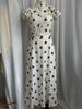 2026 European Retro Polka Dot Puff Sleeve Lace-up Slimming Dress