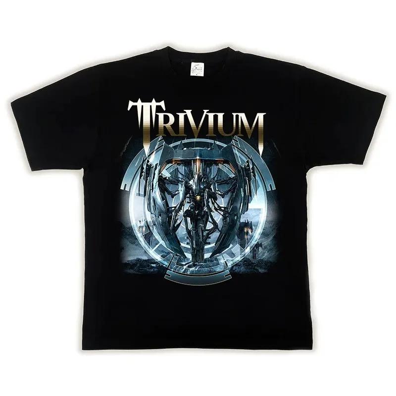 

2024 MEGADETH TRIVIUM Популярный принт Европейский и американский рок Уличная футболка Хлопок Летний топ с коротким рукавом S
