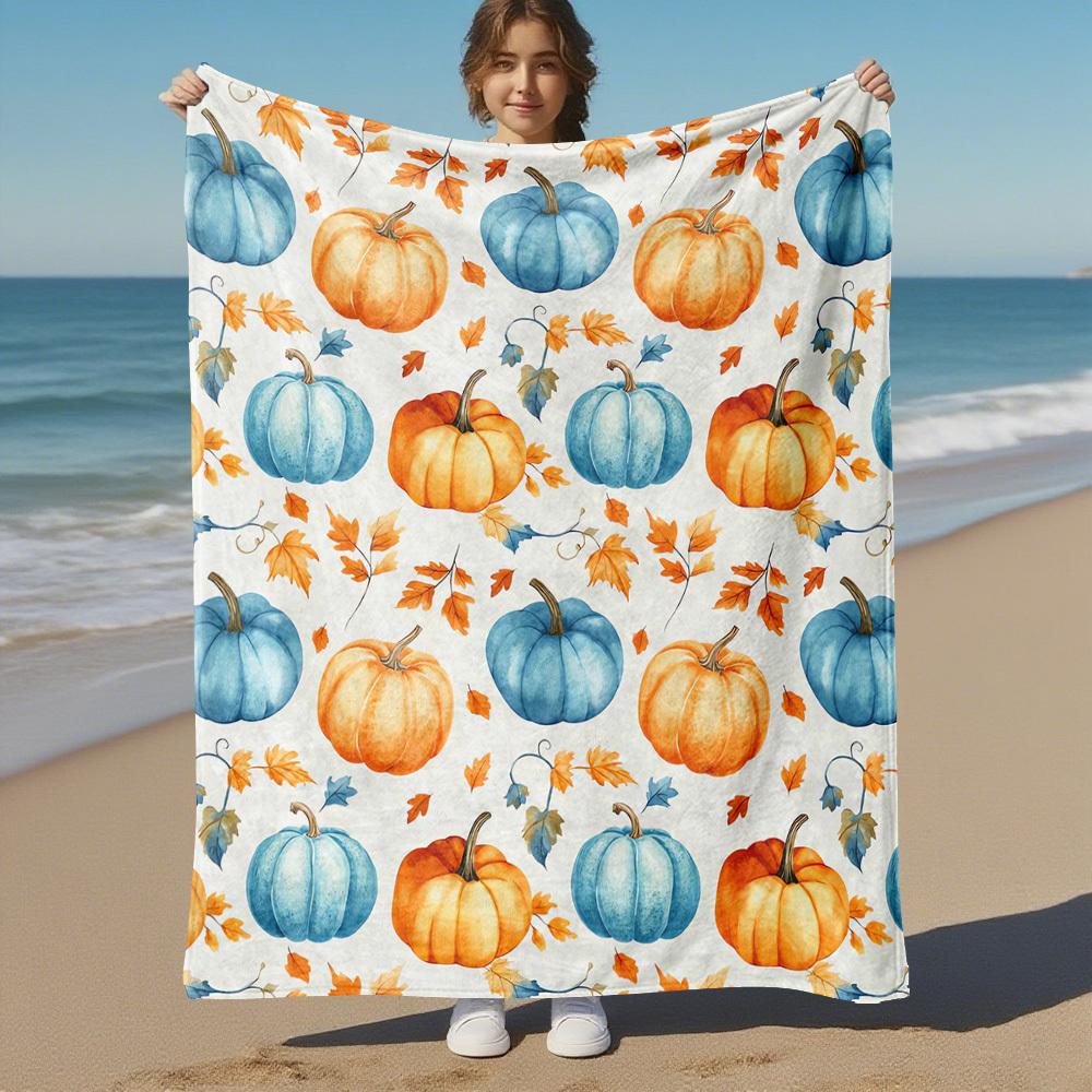 Pumpkin Leaf Outdoor Flannel Blankets, Outdoor travel, Home Blankets, Fan Gifts,Suitable for All Seasons, Christmas Gifts. R1127058