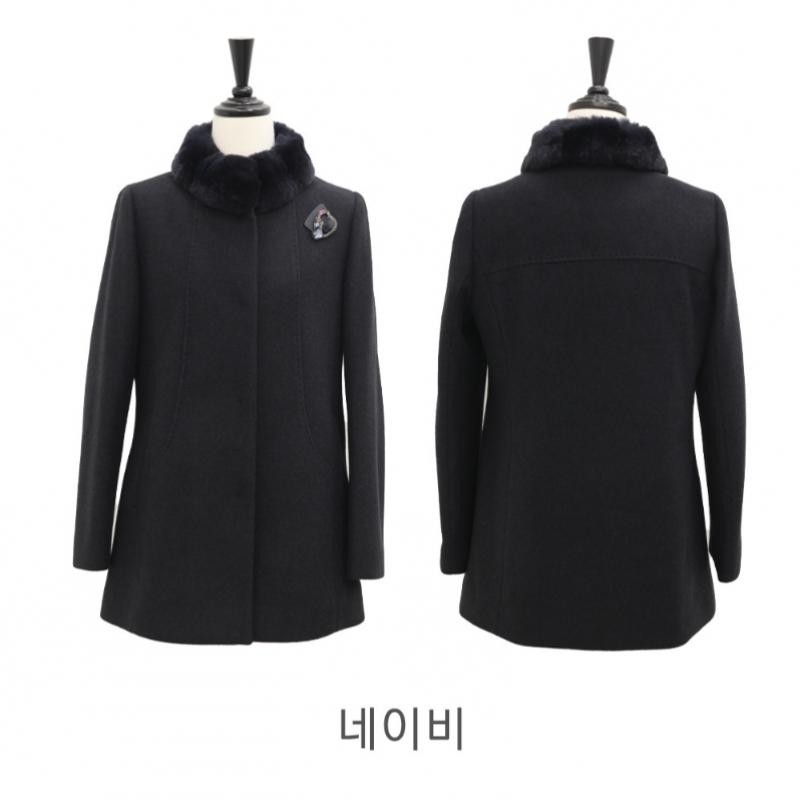 Shiz Madam Brooch Rex Collar Alpaca Coat For Mom In 50s   Model J31746