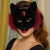Futrzasta Maska Maskaradowa na Halloween Śmieszna Maska Półtwarzowa Urocze Maseczki z Pyszczkiem Kota Teatr