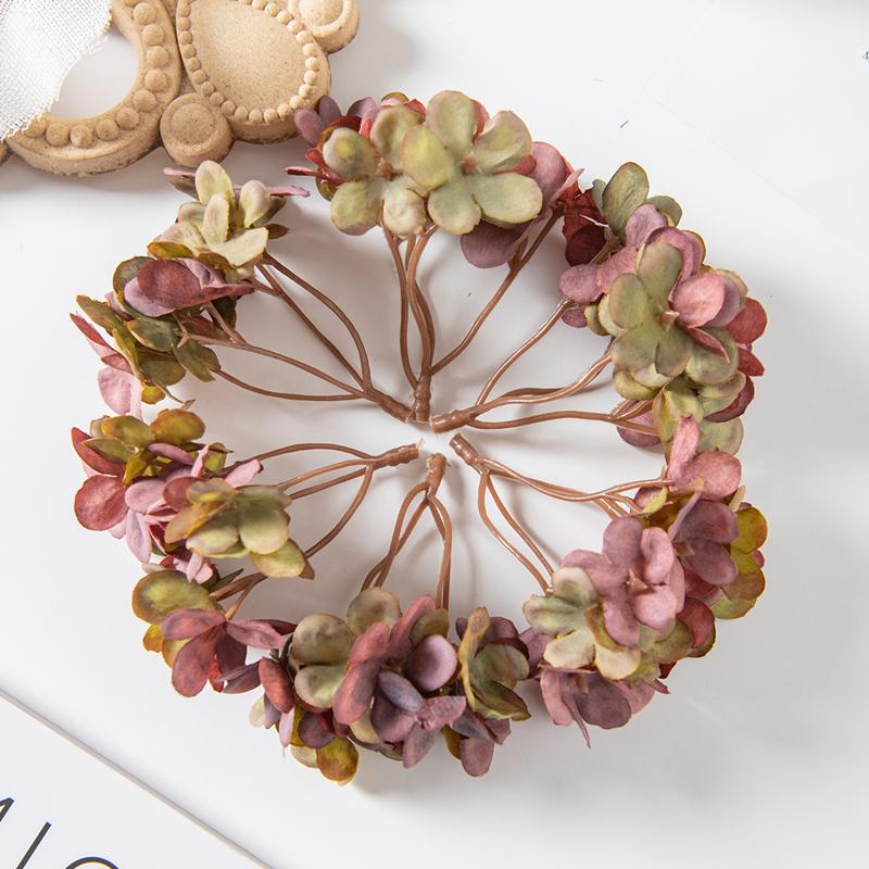 10PCS Silk Hydrangea Heads Artificial Flowers for Home Wedding Decor Candy Box Garlands Handmade Flower Arrangement Accessories