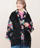 Titicaca Siesta Hanten Women's Long Sleeve Overcoat with Boa, Warm, Free Size, Black, ZOWCB2304