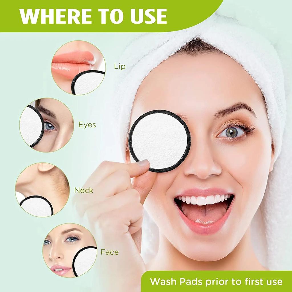 16Pcs/set Bamboo Makeup Remover Reusable Facial Pad Washable Face Round Cotton With Laundry Net Bag And Fashionable Metal Box