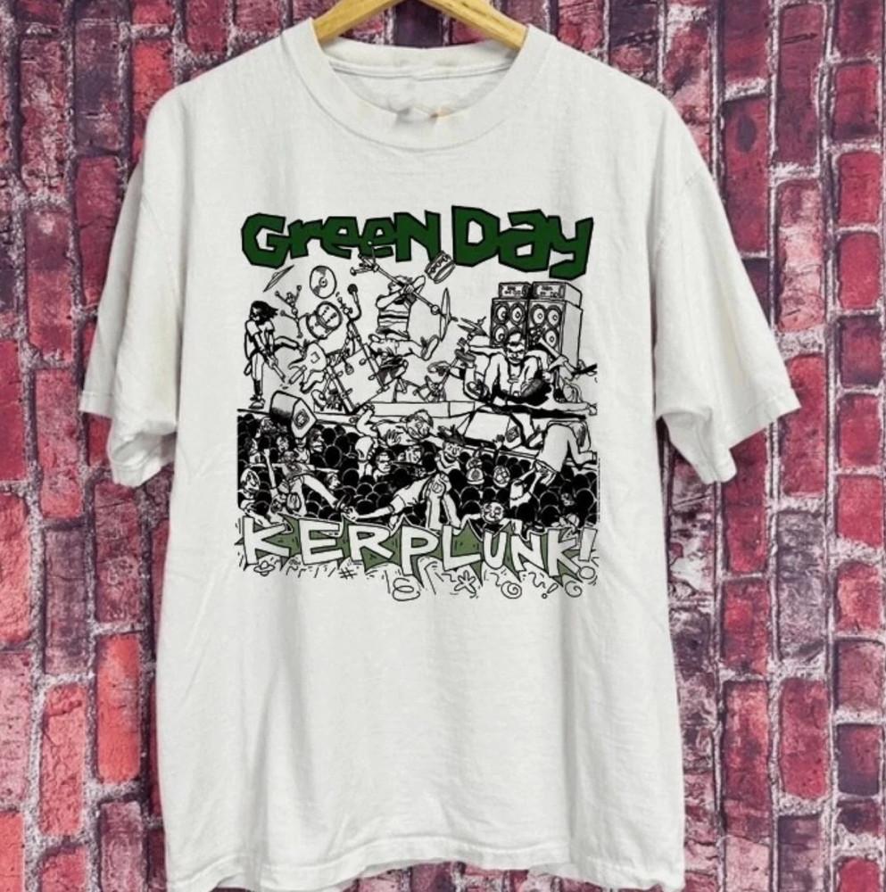 Vintage Green Day TShirt Kerplunk Album Rock Band White Tee Unisex Graphic Unisex T-Shirt XL