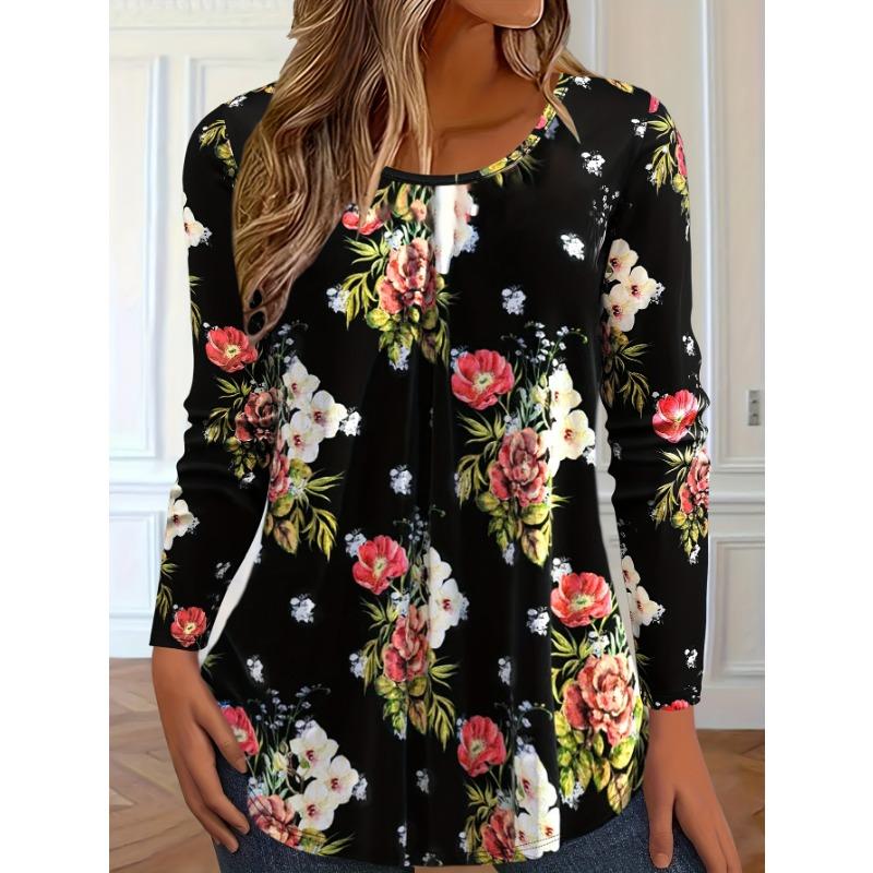 Vintage Leaves Floral 3D Print O-Neck Long Sleeve T-Shirt Fashion Women Clothing Casual Y2k Clothes Harajuku Female Clothing