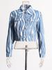 Spicy Girl Autumn 2026 Lapel Print Cropped Denim Jacket for Women