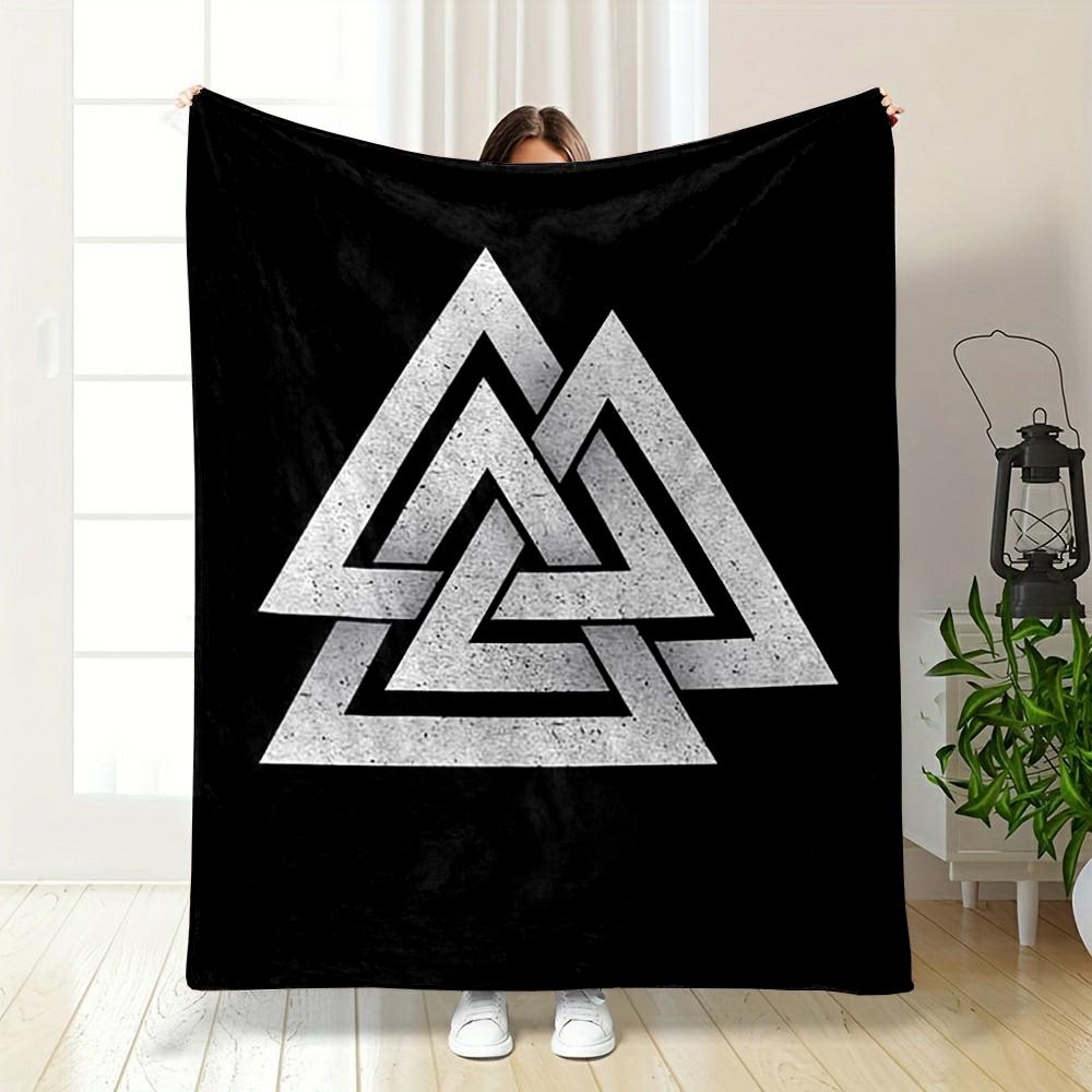 Viking Valknut Symbol Design printed Flannel blanket for bedroom, living room, sofa, and nap
