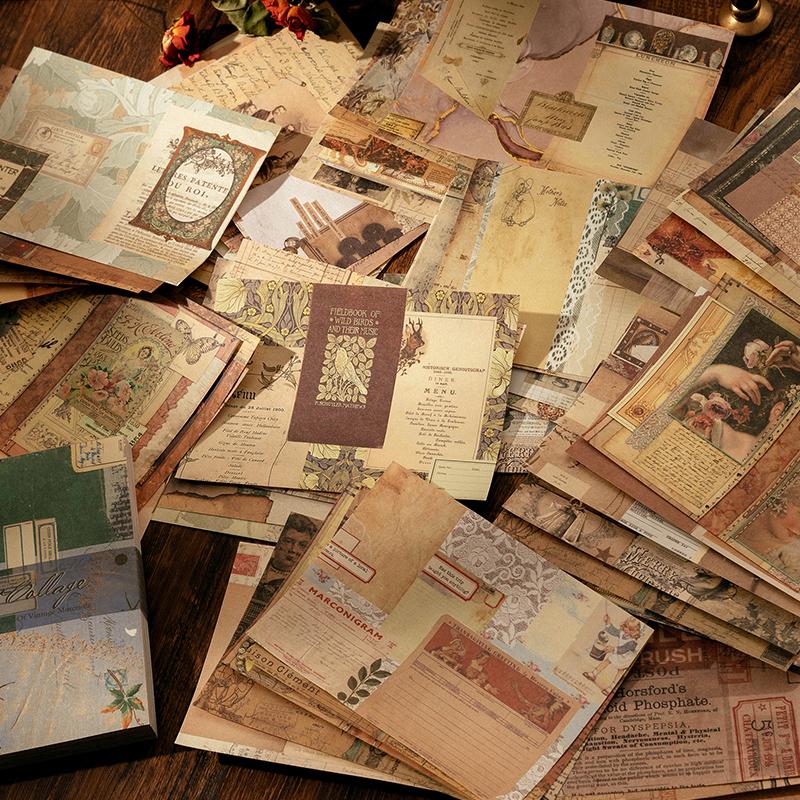 100 Stück/Set Vintage Material Tagebuch Album Hintergrundpapier DIY Dekoration Farbiges Scrapbooking Junk Journal Schreibwarenzubehör